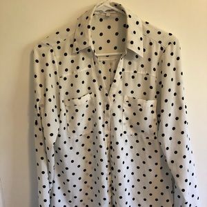 White polka dot express blouse